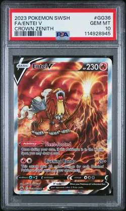 2023 POKEMON SWORD & SHIELD CROWN ZENITH #GG36 FULL ART/ENTEI V PSA 10 - Image 1
