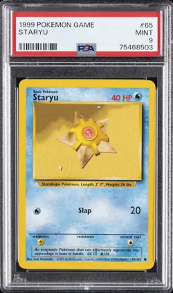 1999 POKEMON BASE SET UNLIMITED #65 STARYU PSA 9 - Image 1