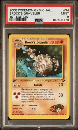 2000 POKEMON GYM CHALLENGE 1ST ED #34 BROCK'S GRAVELER PSA 9 - Image 1