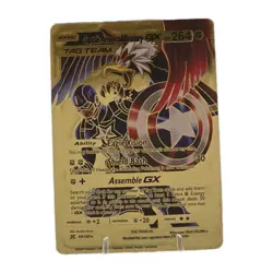 Pokemon Marvel Captain America & Braviary GX Tag Team Gold Foil Fan Art Card - Image 1