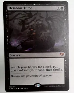 MTG Demonic Tutor Commander Masters CMM 0150 Regular Mythic LIGHTLY PLAYED - Image 1