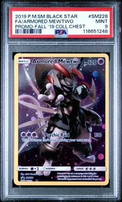 2019 POKEMON SM BLACK STAR PROMO #SM228 FULL ART/ARMORED MEWTWO PSA 9 - Image 1