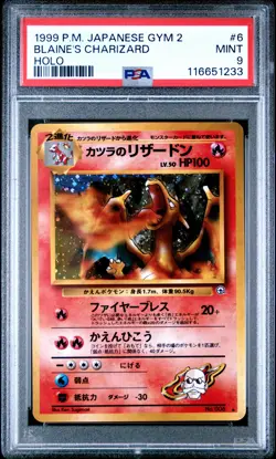 1999 POKEMON JPN GYM 2 #6 BLAINE'S CHARIZARD-HOLO PSA 9 - Image 1