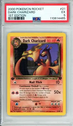 2000 POKEMON ROCKET #21 DARK CHARIZARD 1ST EDITION PSA 5 - Image 1