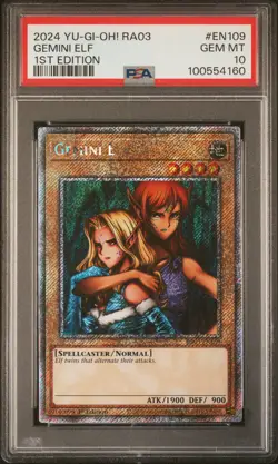 2024 YU-GI-OH! RA03-QUARTER CENTURY BONANZA 1ST ED #EN109 GEMINI ELF PSA 10 - Image 1