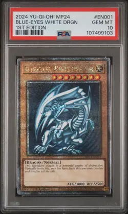 2024 YU-GI-OH! MP24-25TH ANV TIN: DUELING MIRRORS BLUE-EYES WHITE DRAGON PSA 10 - Image 1