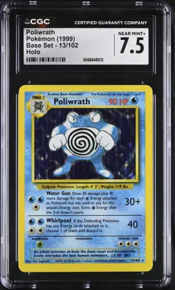 CGC 7.5 Poliwrath 1999 Base Set 13/102 Holo Pokemon Card - Image 1