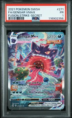 PSA 1 PR Gengar VMAX 271/264 Fusion Strike Alt Art Pokemon Card - Image 1