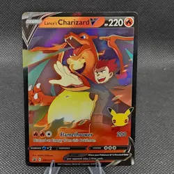 Pokemon TCG Lance's Charizard v SWSH133 Celebrations Black Star Promo Holo Card - Image 1