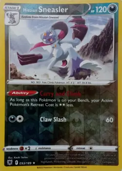 093/189 HISUIAN SNEASLER REVERSE HOLO ASTRAL RADIANCE POKEMON CARD - Image 1