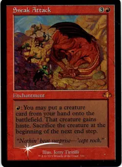 MTG: Dominaria Remastered: Foil Retro Frame Sneak Attack: LP Condition - Image 1
