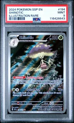 2024 POKEMON SSP EN-SURGING SPARKS ILLUSTRATION RARE #194 SHIINOTIC PSA 9 - Image 1