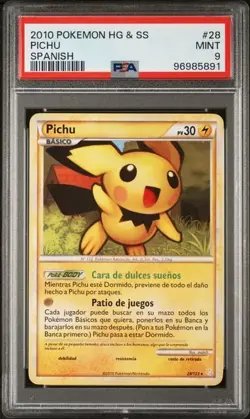 PSA 9 Pichu 2010 Pokemon Heartgold & Soulsilver Spanish #28 - Image 1