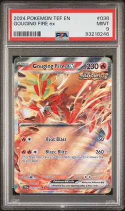 2024 POKEMON TEF EN-TEMPORAL FORCES #038 GOUGING FIRE EX PSA 9 - Image 1