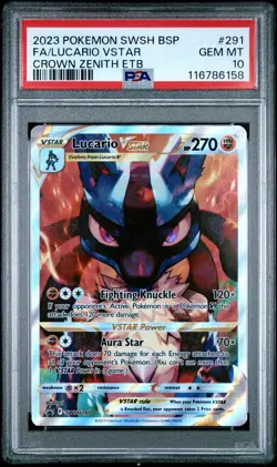 2023 POKEMON SWSH BLACK STAR PROMO #291 FULL ART/LUCARIO VSTAR PSA 10 - Image 1