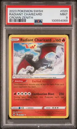 2023 POKEMON SWORD & SHIELD CROWN ZENITH #020 RADIANT CHARIZARD PSA 9 - Image 1