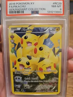 Pokemon 2016 XY Generations Radiant Collection Full Art Pikachu #RC29 PSA 8 - Image 1