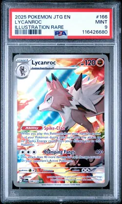 2025 POKEMON JTG EN-JOURNEY TOGETHER ILLUSTRATION RARE #166 LYCANROC PSA 9 - Image 1