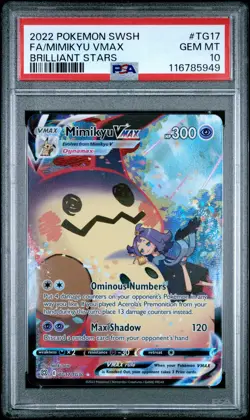 2022 POKEMON SWORD & SHIELD BRILLIANT STARS #TG17 FULL ART/MIMIKYU VMAX PSA 10 - Image 1