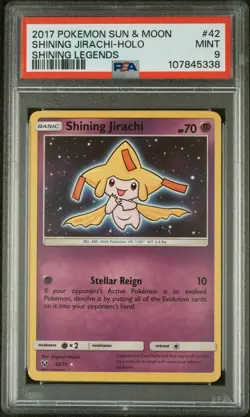 2017 POKEMON SUN & MOON SHINING LEGENDS #42 SHINING JIRACHI-HOLO PSA 9 - Image 1