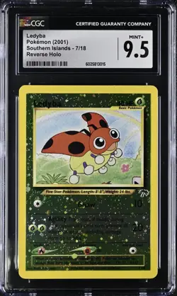 CGC 9.5 Ledyba 2001 Southern Islands 7/18 Reverse Holo Pokemon Card MINT+ psa - Image 1