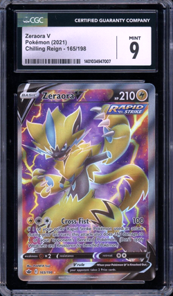 CGC 9 Mint Zeraora V Ultra Rare Chilling Reign 165/198 Pokemon Card - Image 1