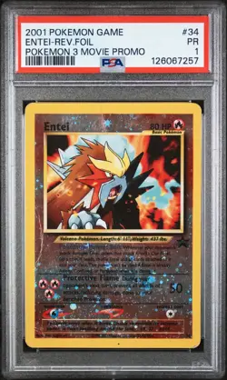PSA 1 Entei 34 Black Star Promo 2001 3 Movie Reverse Holo Pokemon Card TCG - Image 1