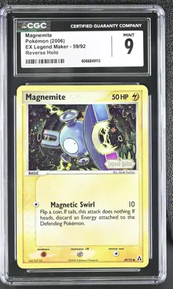 CGC 9 MINT Magnemite EX Legend Maker 59/92 Reverse Holo Stamped Pokemon Card - Image 1