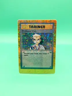 Trainer Professor Oak HOLO Prism Vintage Pokemon Vending Golden Sticker Card 90s - Image 1