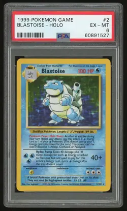 1999 Pokemon Base Set Blastoise Holo #2 PSA 6 - Image 1