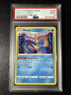 2020 Pokemon SWSH Darkness Ablaze #039 Milotic Holo PSA 9 Mint - Image 1