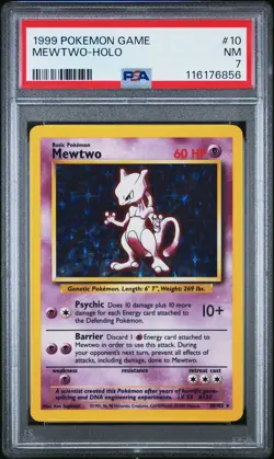 1999 POKEMON BASE SET UNLIMITED #10 MEWTWO-HOLO PSA 7 - Image 1