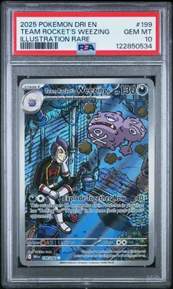 2025 POKEMON DRI EN-DESTINED RIVALS #199 TEAM ROCKET'S WEEZING PSA 10 - Image 1