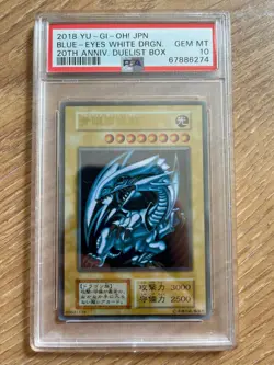 YuGiOh Blue Eyes White Dragon Stainless Steel Metal PSA 10 20th Anniversary Duel - Image 1