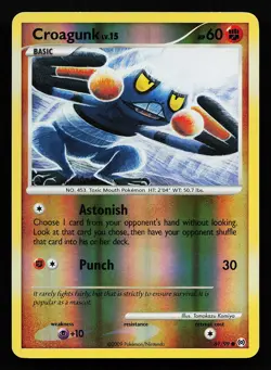 Croagunk 61/99 Reverse Holo Arceus Pokemon Card - Image 1