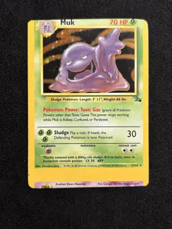 ERROR MISCUT Muk 13/62 Fossil Holo Rare Pokemon Card TCG - Image 1