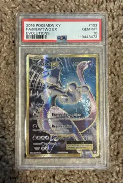PSA 10 Gem Mint Mewtwo EX 103/108 Pokemon XY Evolutions Full Art FA 2016 - Image 1
