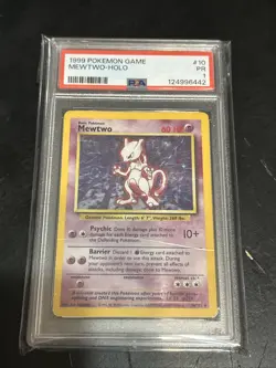 1999 POKEMON BASE SET UNLIMITED #10 MEWTWO-HOLO PSA 1 - Image 1