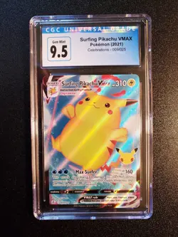 2021 POKEMON CELEBRATIONS #009 FULL ART/SURFING PIKACHU VMAX CGC 9.5 - Image 1