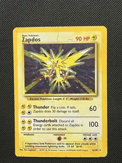 Pokemon 1999 WOTC Base Set - Zapdos - 16/102 - Holo Rare - Vintage - LP/MP - Image 2