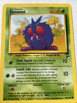 1999 Pokemon Base Set 2 Common VENONAT 97/130 NM-MT - Image 1