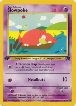 Pokemon Card - Team Rocket 67/82 - SLOWPOKE (common) **1st Edition** - NM - Image 1