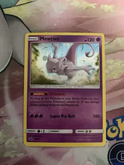 Pokemon TCG Mewtwo SM77 Cosmic Holo Black Star Promo Card SWIRL 🌀 BANGER MP - Image 1
