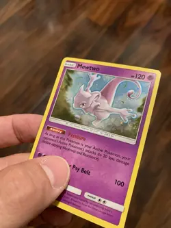 Pokemon TCG Mewtwo SM77 Cosmic Holo Black Star Promo Card SWIRL 🌀 BANGER MP - Image 2