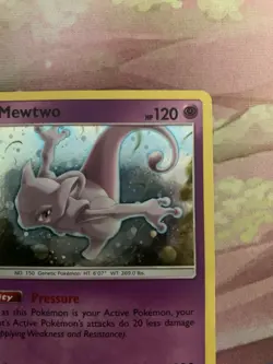 Pokemon TCG Mewtwo SM77 Cosmic Holo Black Star Promo Card SWIRL 🌀 BANGER MP - Image 4