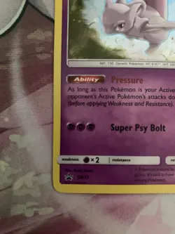 Pokemon TCG Mewtwo SM77 Cosmic Holo Black Star Promo Card SWIRL 🌀 BANGER MP - Image 5
