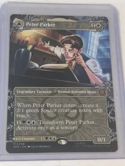 Magic MTG Marvel Spiderman Peter Parker 0208 Borderless Non-Foil - Image 1