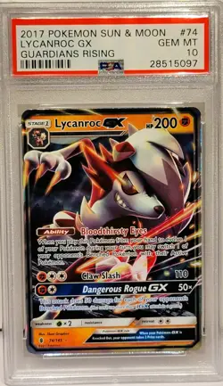 2017 Pokemon Sun & Moon Guardians Rising Lycanroc GX #74/145 PSA 10 GEM MINT - Image 1