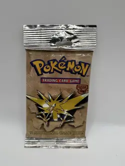 Pokemon Fossil Booster Pack Long Crimp FACTORY SEALED - WOTC - 1999 - Zapdos - Image 1