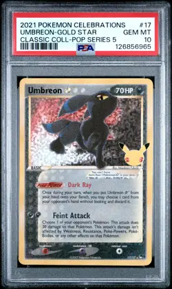 2021 POKEMON CELEBRATIONS CLASSIC COLL #17 UMBREON-GOLD STAR PSA 10 - Image 1